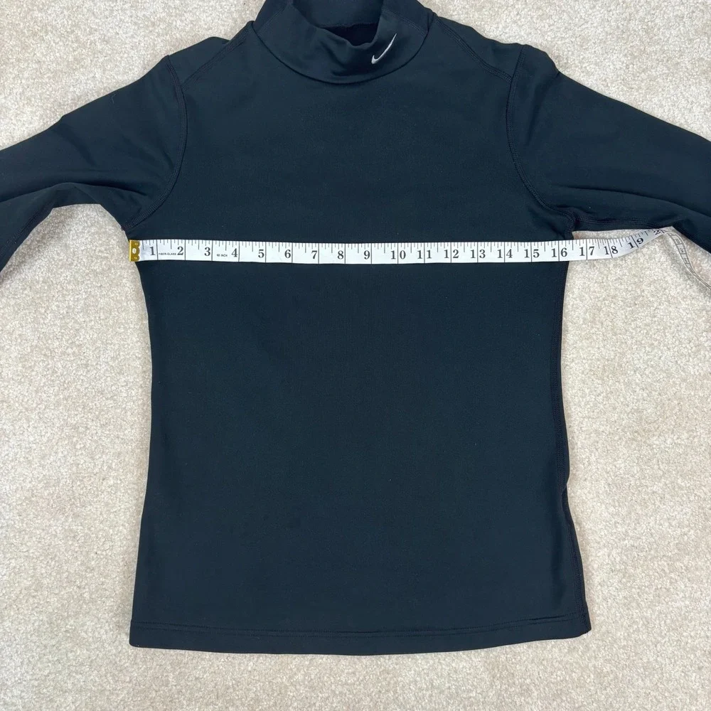 Nike Kids NikeFIT DRY Mock Neck Long Sleeve Compression Shirt Black Size M 8-10